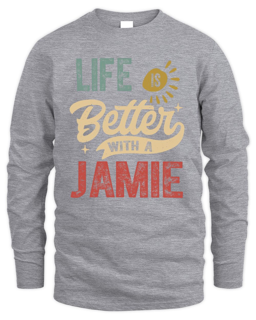 Life Is Better With a Name Personalized Retro T-Shirt JAMIE-48 / Men's Long Sleeved T-Shirt / sport grey