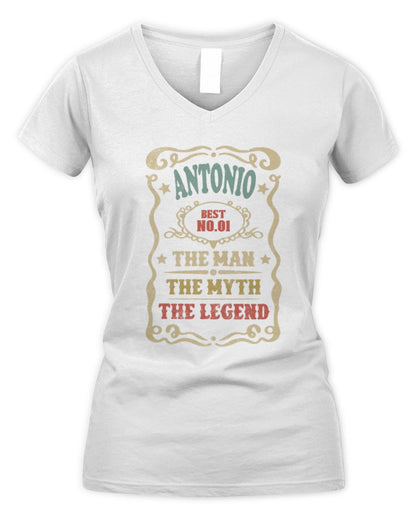 The Man The Myth The Legend Vintage Gold Wine Shirt ANTONIO M1-52 / Women's V-Neck T-Shirt / white