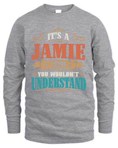 It’s a Name Thing Personalized Retro T-Shirt JAMIE M1-47 / Men's Long Sleeved T-Shirt / sport grey
