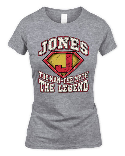 The Man The Myth The Legend Superman Graphic T-Shirt JONES M1-74 / Women's Standard T-Shirt / sport grey
