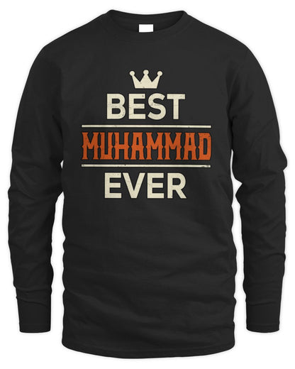 Best Your Name With Crown Shirt MUHAMMAD M1-59 / Men's Long Sleeved T-Shirt / black