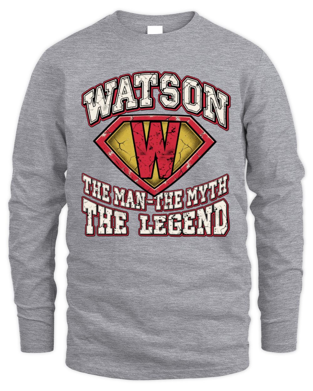 The Man The Myth The Legend Superman Graphic T-Shirt WATSON M1-74 / Men's Long Sleeved T-Shirt / sport grey