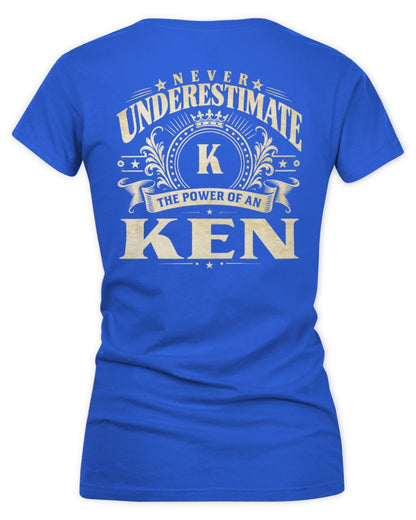Never Underestimate Your Name Luxury Logo Shirt KEN M1-63 / Women's V-Neck T-Shirt / royal