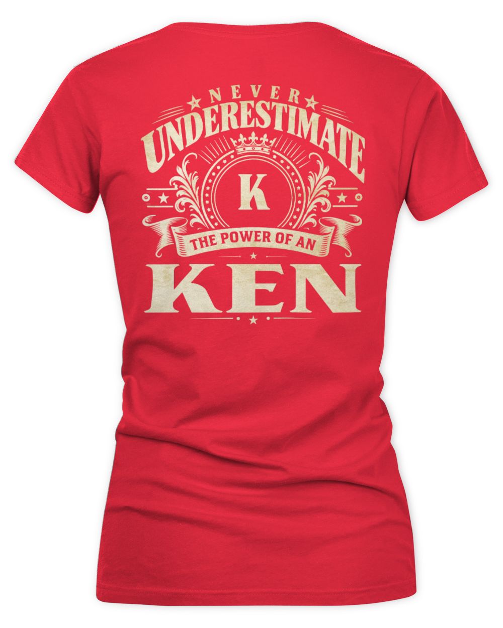 Never Underestimate Your Name Luxury Logo Shirt KEN M1-63 / Women's V-Neck T-Shirt / red