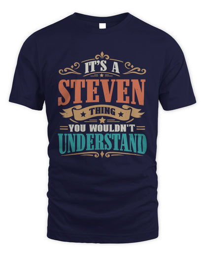 It’s a Name Thing Personalized Retro T-Shirt STEVEN M1-47 / Unisex Standard T-Shirt / navy