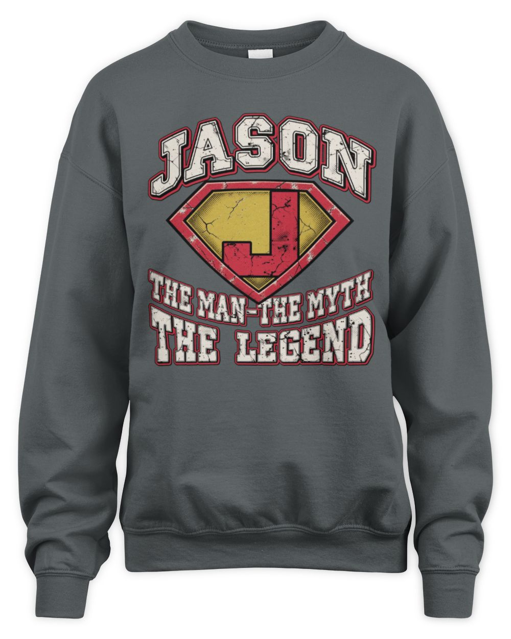 The Man The Myth The Legend Superman Graphic T-Shirt JASON M1-74 / Unisex Sweatshirt / charcoal