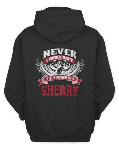 Never Underestimate Your Name Eagle Mountain Shirt SHERRY M1-61 / Unisex Hoodie / black