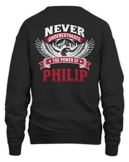 Never Underestimate Your Name Eagle Mountain Shirt PHILIP M1-61 / Unisex Sweatshirt / black