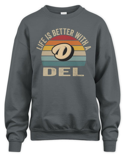 Life Is Better with Name Vintage Sun Shirt DEL M1-50 / Unisex Sweatshirt / charcoal