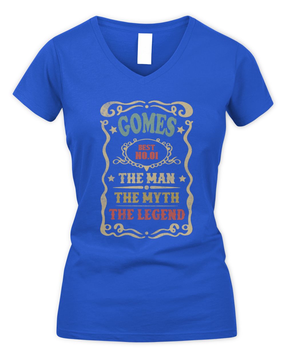 The Man The Myth The Legend Vintage Gold Wine Shirt GOMES M1-52 / Women's V-Neck T-Shirt / royal