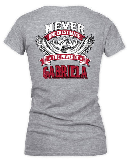 Never Underestimate Your Name Eagle Mountain Shirt GABRIELA M1-61 / Women's V-Neck T-Shirt / sport grey