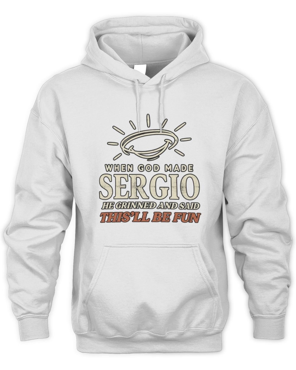 When God Made Your Name Funny Western T-Shirt T-Shirt SERGIO M1-S82 / Unisex Hoodie / white