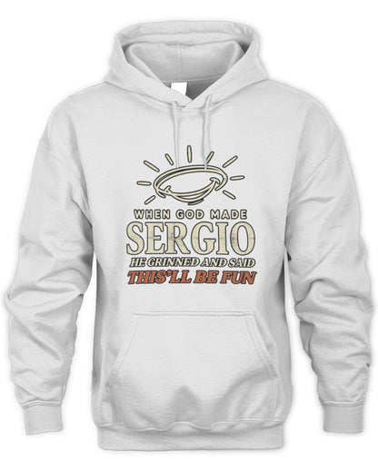 When God Made Your Name Funny Western T-Shirt T-Shirt SERGIO M1-S82 / Unisex Hoodie / white