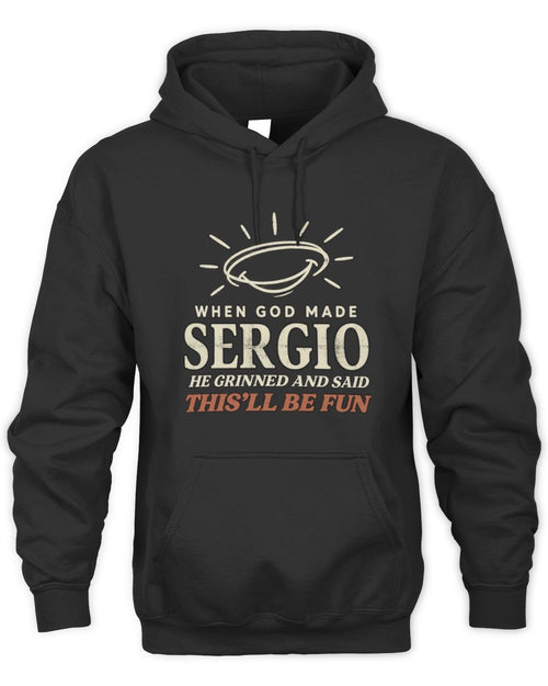 When God Made Your Name Funny Western T-Shirt T-Shirt SERGIO M1-S82 / Unisex Hoodie / black