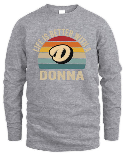 Life Is Better with Name Vintage Sun Shirt DONNA M1-50 / Men's Long Sleeved T-Shirt / sport grey