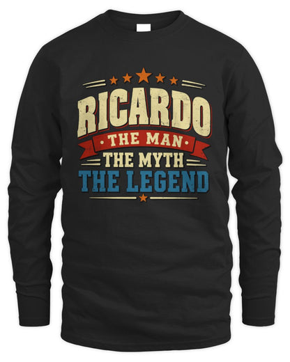 The Man The Myth The Legend Ribbon Vintage T-Shirt RICARDO M1-56 / Men's Long Sleeved T-Shirt / black