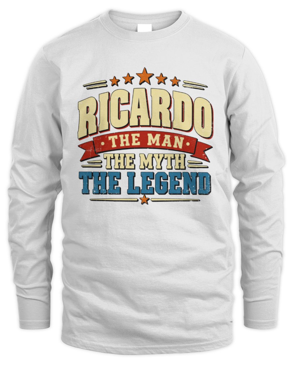 The Man The Myth The Legend Ribbon Vintage T-Shirt RICARDO M1-56 / Men's Long Sleeved T-Shirt / white