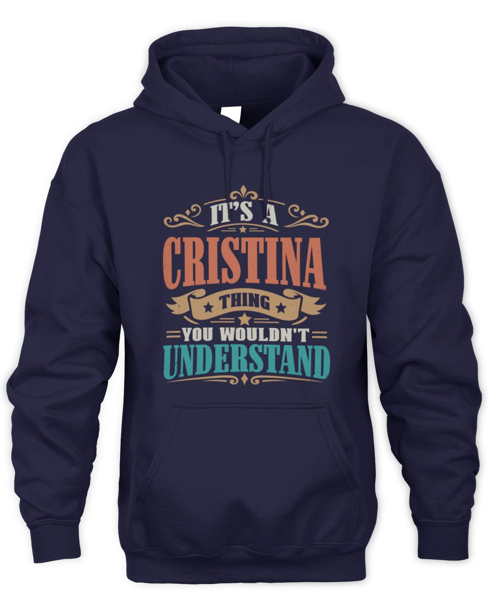 It’s a Name Thing Personalized Retro T-Shirt CRISTINA M1-47 / Unisex Hoodie / navy