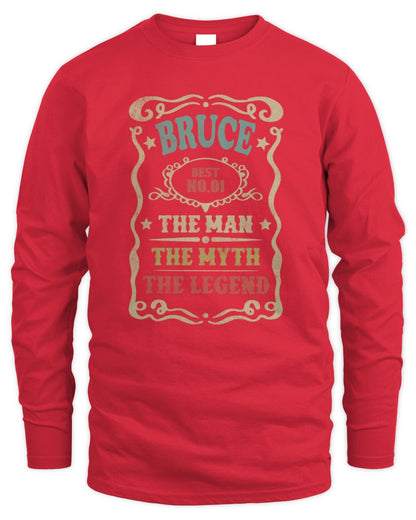 The Man The Myth The Legend Vintage Gold Wine Shirt BRUCE M1-52 / Men's Long Sleeved T-Shirt / red