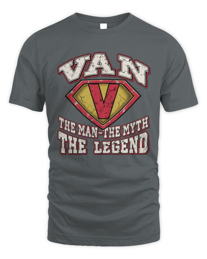 The Man The Myth The Legend Superman Graphic T-Shirt VAN M1-74 / Unisex Standard T-Shirt / charcoal