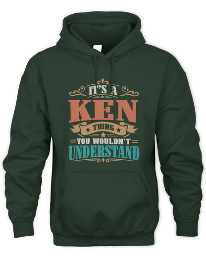 It’s a Name Thing Personalized Retro T-Shirt KEN M1-47 / Unisex Hoodie / forest green