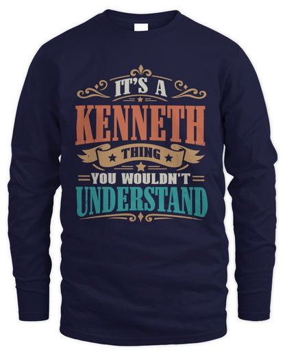 It’s a Name Thing Personalized Retro T-Shirt KENNETH M1-47 / Men's Long Sleeved T-Shirt / navy