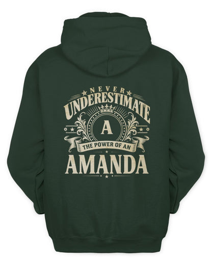 Never Underestimate Your Name Luxury Logo Shirt AMANDA M1-63 / Unisex Hoodie / forest green