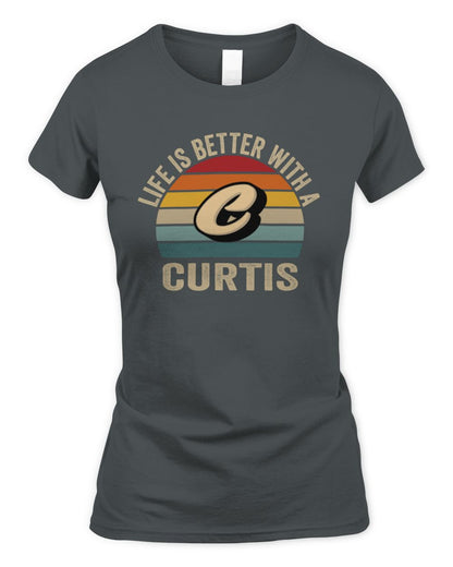 Life Is Better with Name Vintage Sun Shirt CURTIS M1-50 / Women's Standard T-Shirt / charcoal