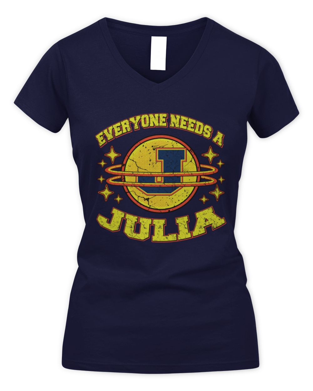 Everyone Needs a Your Name Shirt JULIA M1-76 / Women's V-Neck T-Shirt / navy