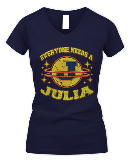Everyone Needs a Your Name Shirt JULIA M1-76 / Women's V-Neck T-Shirt / navy