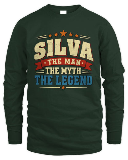 The Man The Myth The Legend Ribbon Vintage T-Shirt SILVA M1-56 / Men's Long Sleeved T-Shirt / forest green