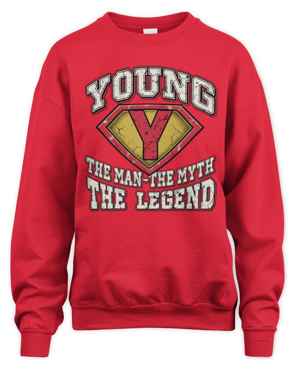 The Man The Myth The Legend Superman Graphic T-Shirt YOUNG M1-74 / Unisex Sweatshirt / red