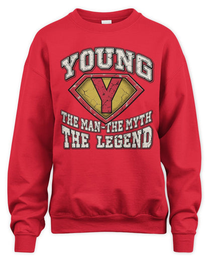 The Man The Myth The Legend Superman Graphic T-Shirt YOUNG M1-74 / Unisex Sweatshirt / red