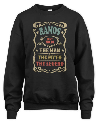 The Man The Myth The Legend Vintage Gold Wine Shirt RAMOS M1-52 / Unisex Sweatshirt / black