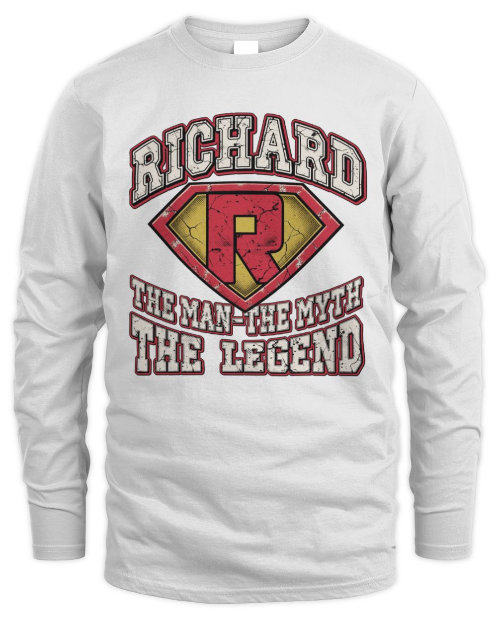 The Man The Myth The Legend Superman Graphic T-Shirt RICHARD M1-74 / Men's Long Sleeved T-Shirt / white