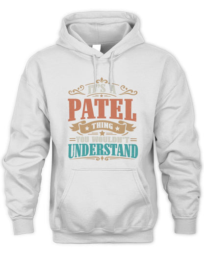 It’s a Name Thing Personalized Retro T-Shirt PATEL M1-47 / Unisex Hoodie / white