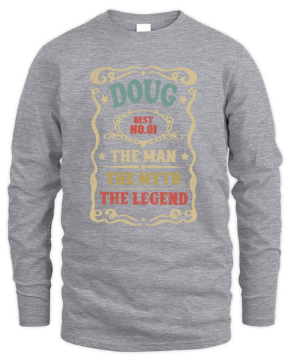 The Man The Myth The Legend Vintage Gold Wine Shirt DOUG M1-52 / Men's Long Sleeved T-Shirt / sport grey