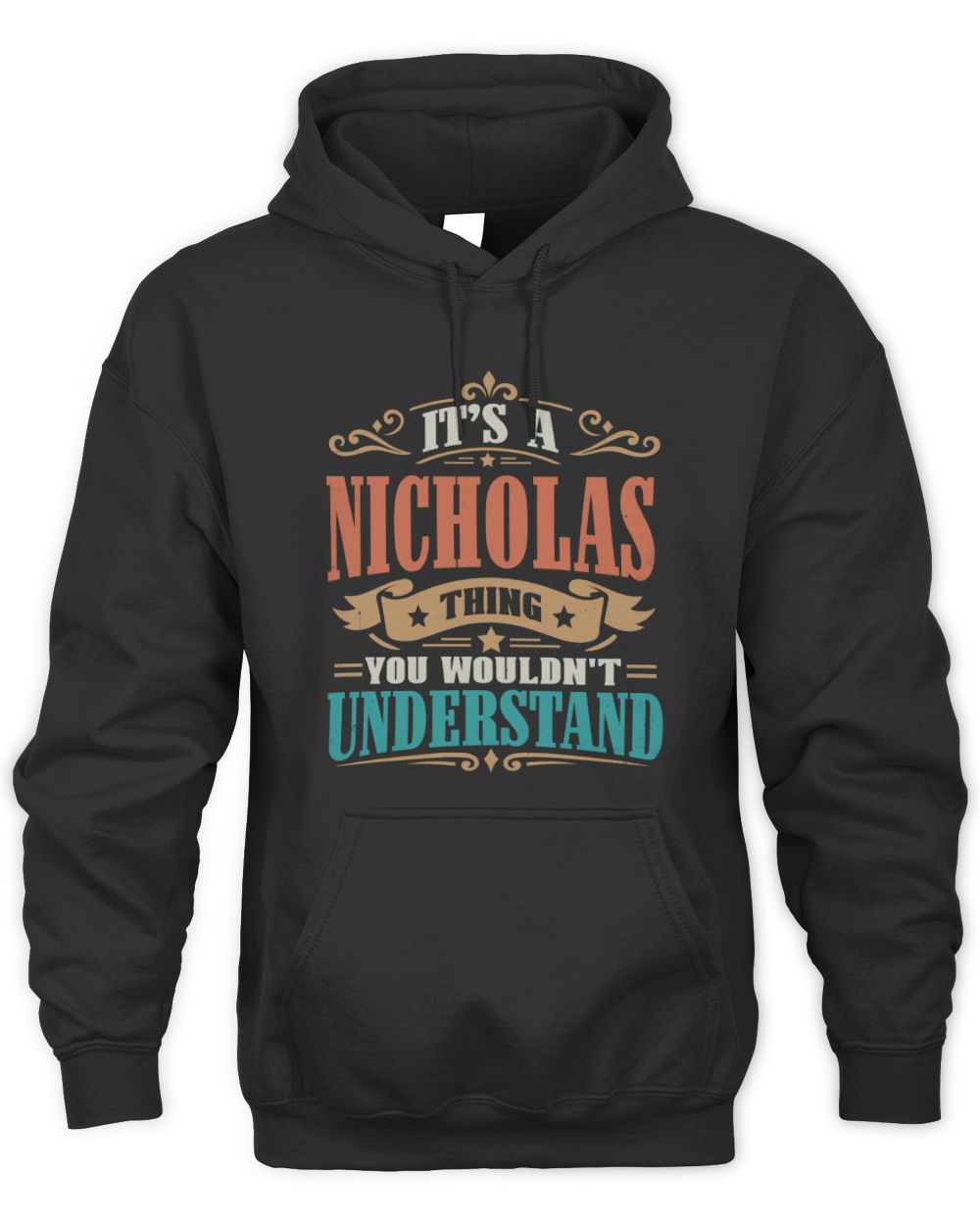 It’s a Name Thing Personalized Retro T-Shirt NICHOLAS M1-47 / Unisex Hoodie / black