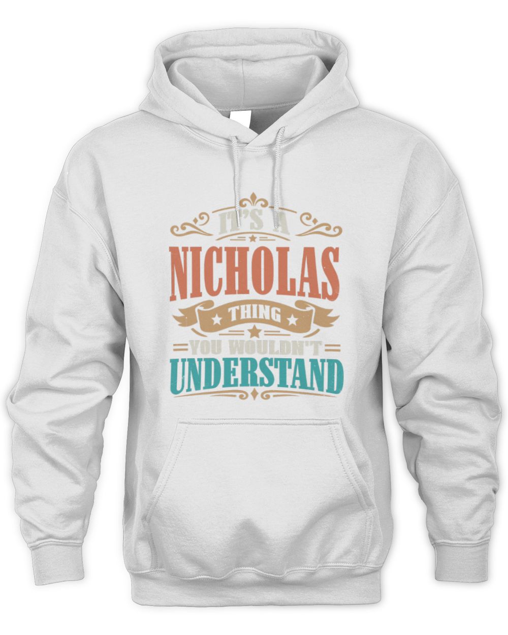 It’s a Name Thing Personalized Retro T-Shirt NICHOLAS M1-47 / Unisex Hoodie / white