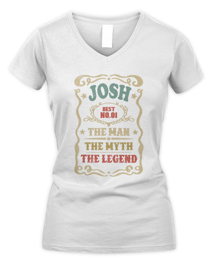 The Man The Myth The Legend Vintage Gold Wine Shirt JOSH M1-52 / Women's V-Neck T-Shirt / white