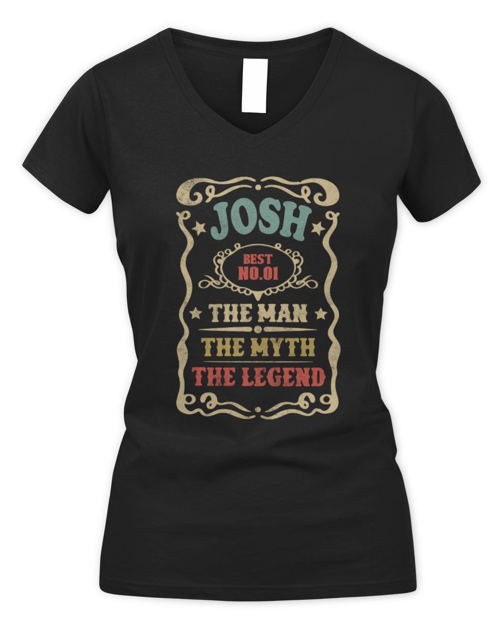 The Man The Myth The Legend Vintage Gold Wine Shirt JOSH M1-52 / Women's V-Neck T-Shirt / black