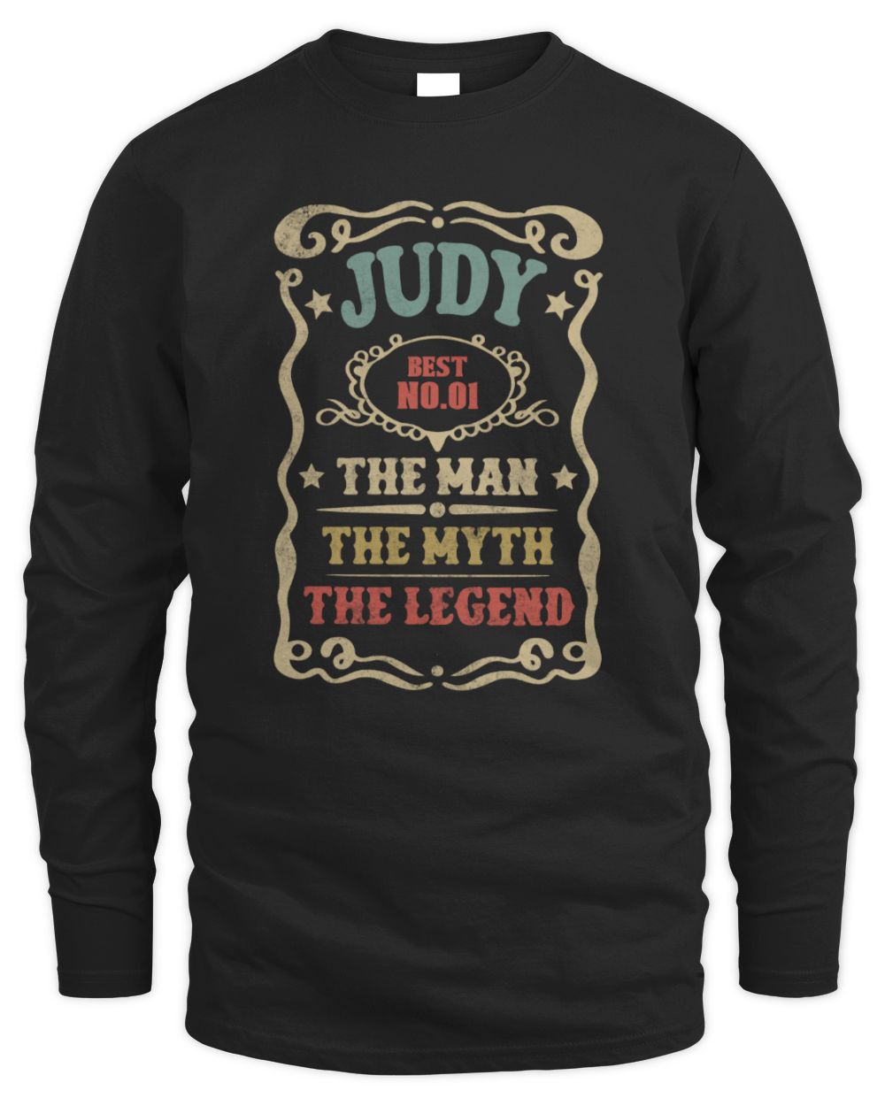 The Man The Myth The Legend Vintage Gold Wine Shirt JUDY M1-52 / Men's Long Sleeved T-Shirt / black