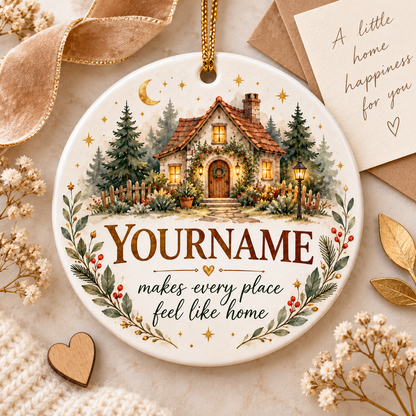 Makes Every Place Feel Like Home - Personalized Ceramic Ornament