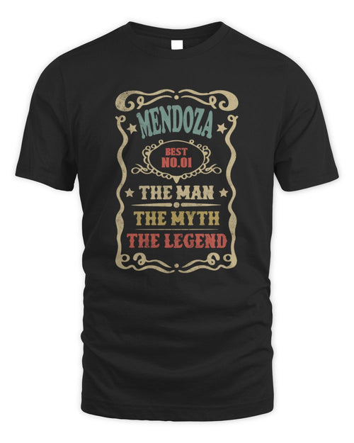 The Man The Myth The Legend Vintage Gold Wine Shirt MENDOZA M1-52 / Unisex Standard T-Shirt / black
