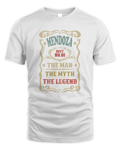 The Man The Myth The Legend Vintage Gold Wine Shirt MENDOZA M1-52 / Unisex Standard T-Shirt / white