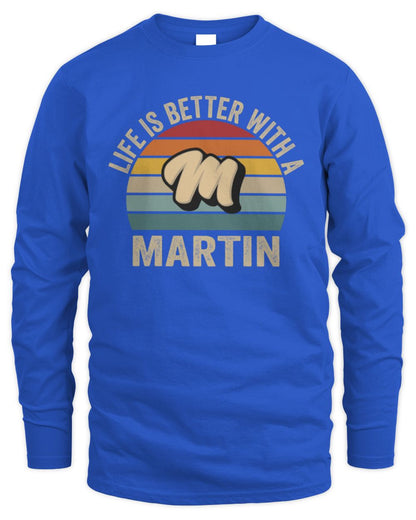 Life Is Better with Name Vintage Sun Shirt MARTIN M1-50 / Men's Long Sleeved T-Shirt / royal