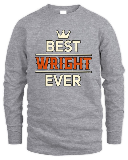Best Your Name With Crown Shirt WRIGHT M1-59 / Men's Long Sleeved T-Shirt / sport grey