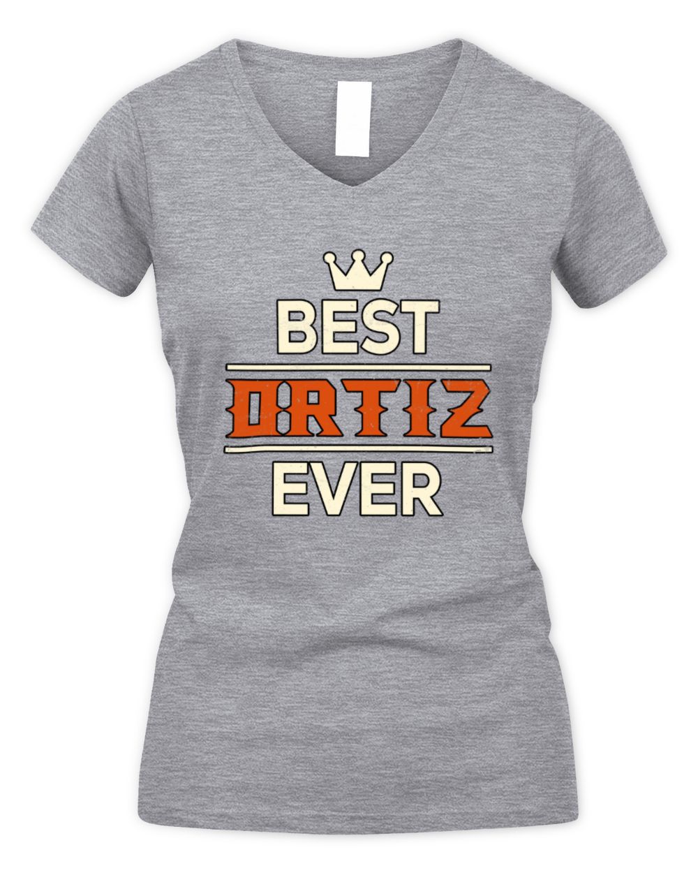 Best Your Name With Crown Shirt ORTIZ M1-59 / Women's V-Neck T-Shirt / sport grey