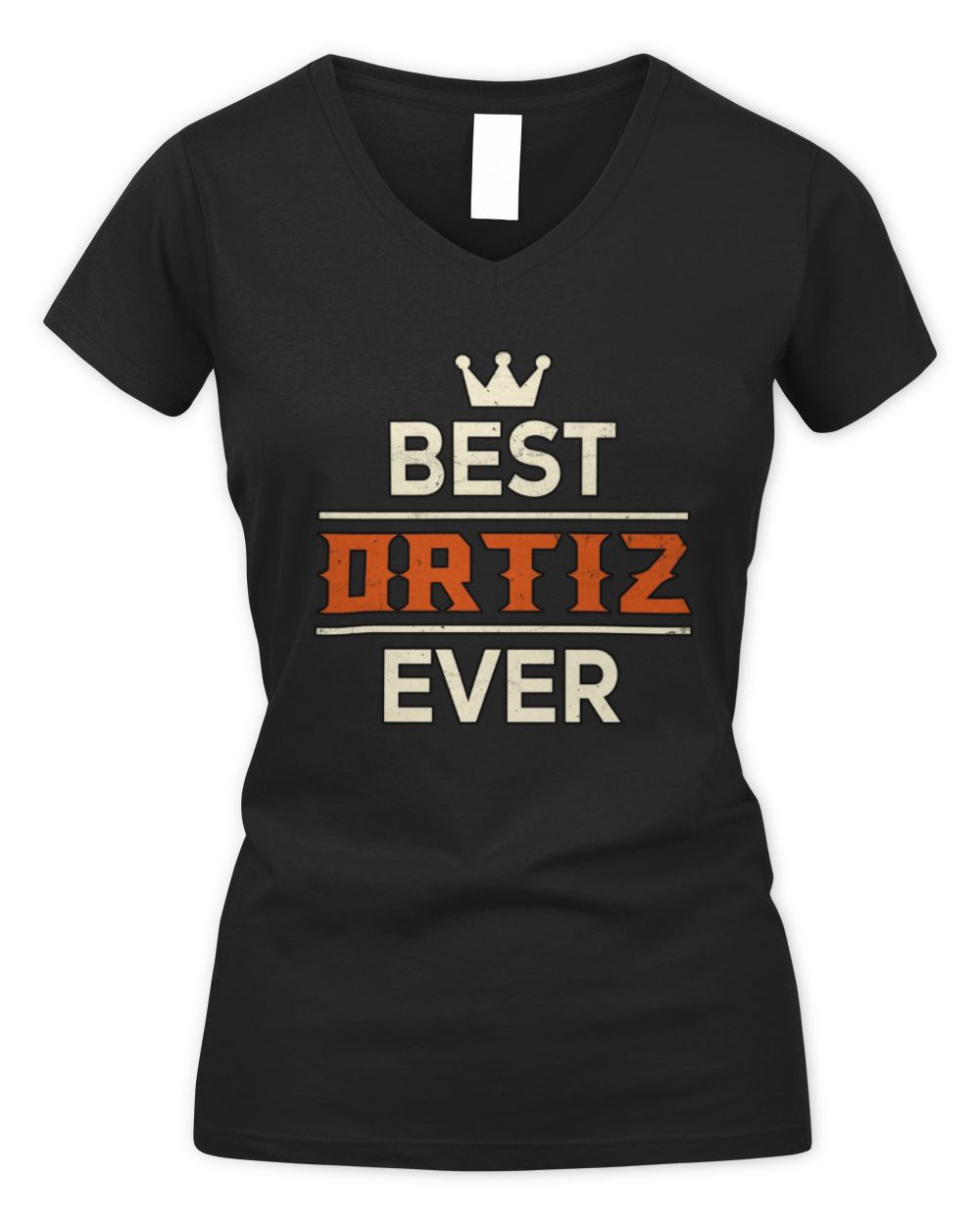 Best Your Name With Crown Shirt ORTIZ M1-59 / Women's V-Neck T-Shirt / black