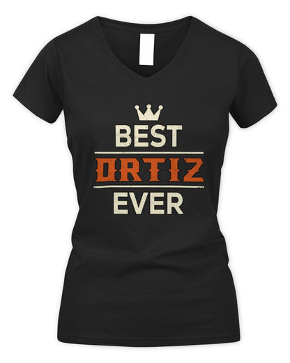 Best Your Name With Crown Shirt ORTIZ M1-59 / Women's V-Neck T-Shirt / black